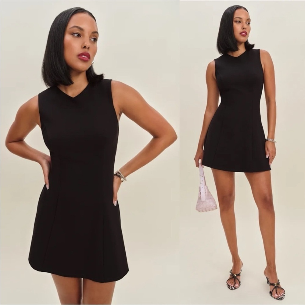 REFORMATION Ava Black Knit Mini Dress Size S